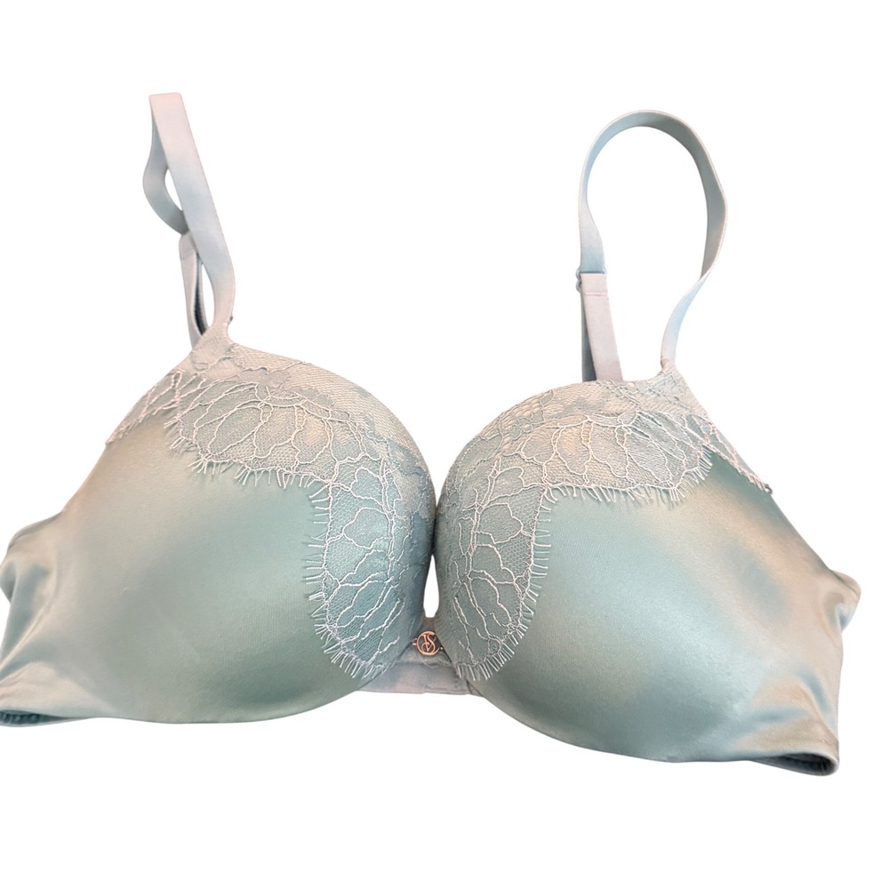 Victoria's‎ Secret Very Sexy Push Up Bra Light Blue Lace Trim 32C